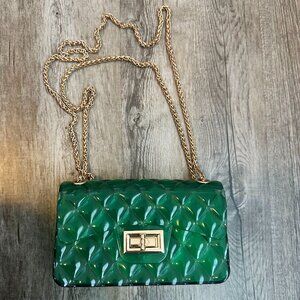 Green Jelly Bag with Gold Chain